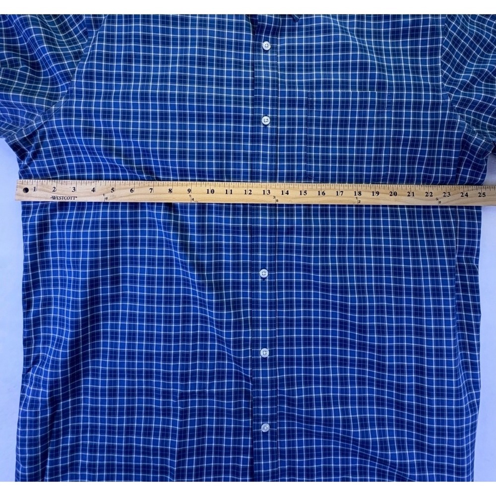 LL Bean Mens XL Blue White Plaid Cotton Button Down Shirt Traditional Fit Casual - Picture 4 of 11